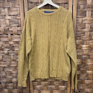 Men's Cable Knit Crewneck Sweater - Olive